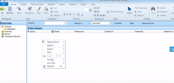 Importing documents into NVivo