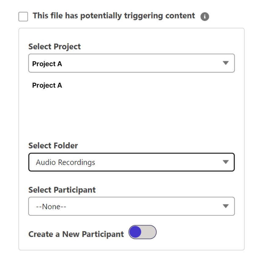 Transcript specifications setup